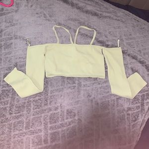 Green shouldless crop top